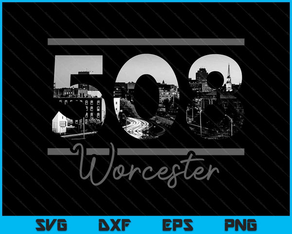 Worcester 508 Area Code Skyline Massachusetts Vintage SVG PNG Cutting Printable Files