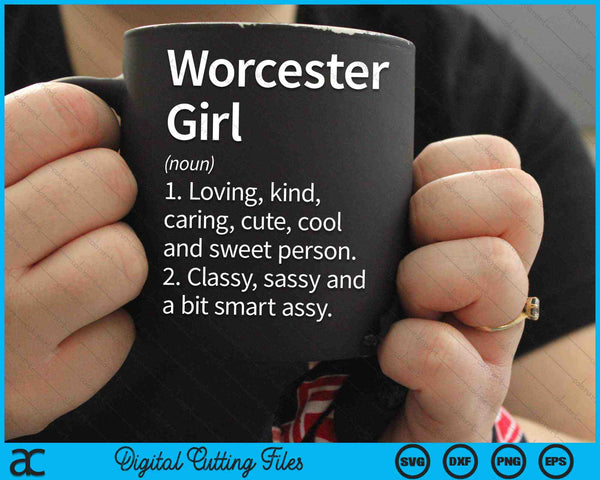 Worcester Girl MA Massachusetts Home Roots SVG PNG Cortar archivos imprimibles