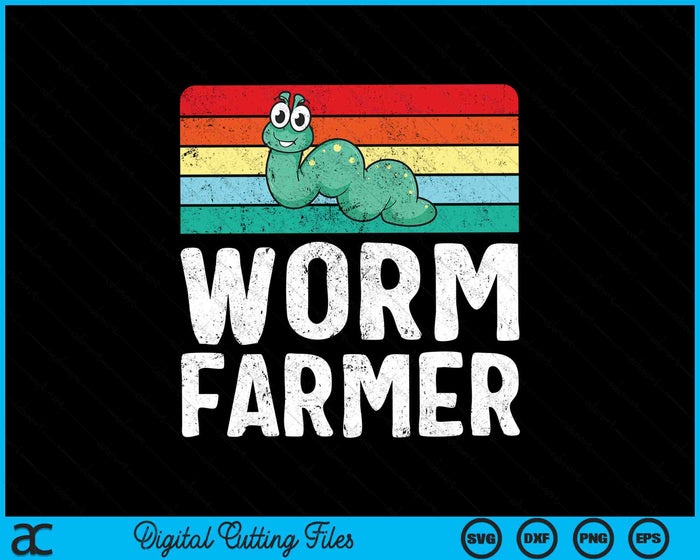 Worm Farmer Funny Retro Vintage SVG PNG Digital Cutting Files