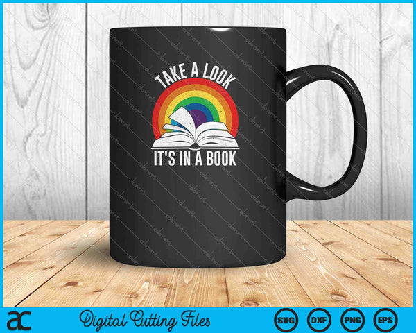 Vintage Retro Rainbow Take A Look It's In A Book SVG PNG Cutting Printable Files