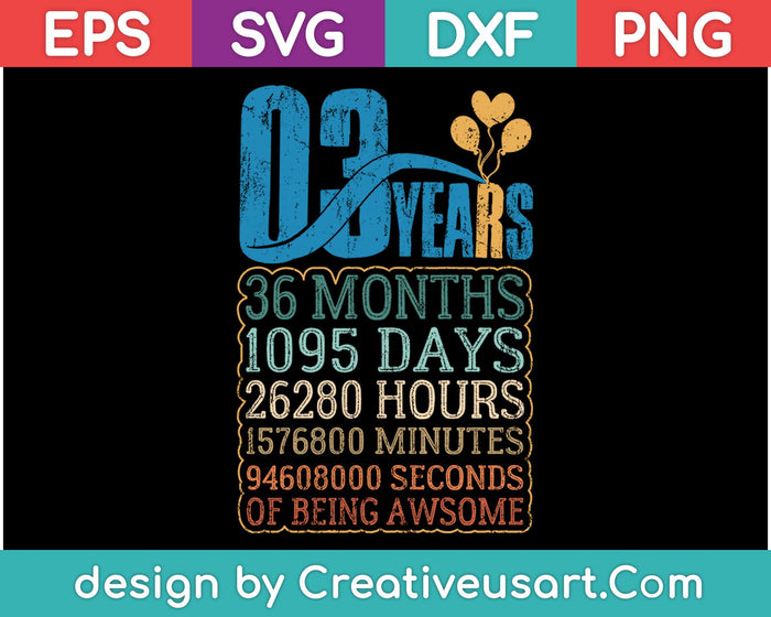 3rd Birthday T-Shirt Design SVG, PNG Cutting Printable Files 3rd Birthday T-Shirt Design SVG, PNG Cutting Printable Files