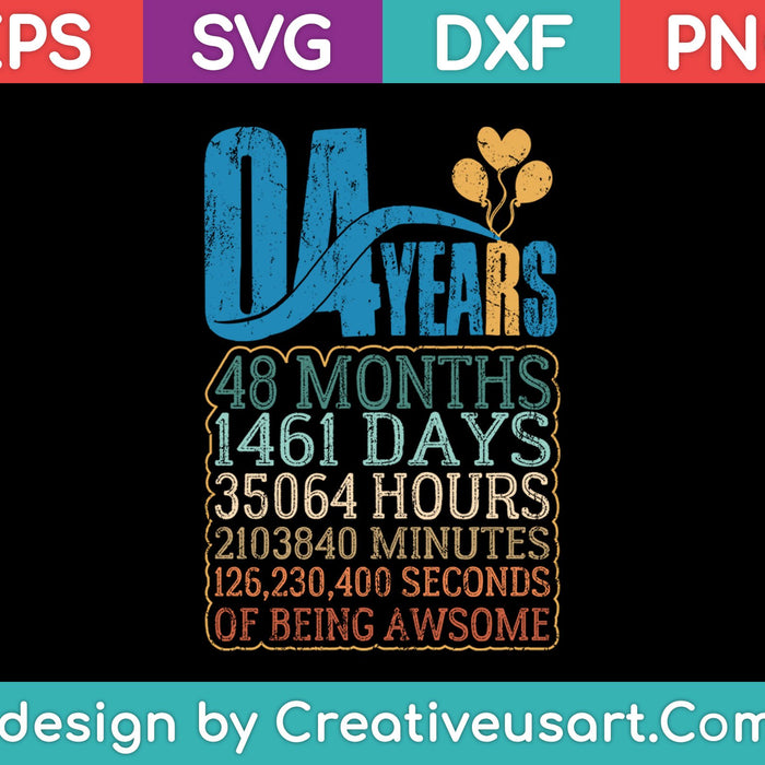 4th Birthday T-Shirt Design SVG, PNG Cutting Printable Files 4th Birthday T-Shirt Design SVG, PNG Cutting Printable Files