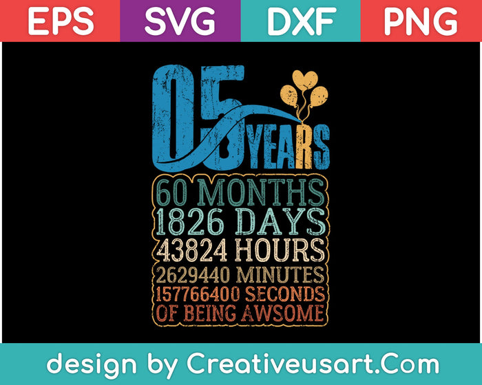Diseño de camiseta del quinto cumpleaños SVG, PNG cortando archivos imprimibles Diseño de camiseta del quinto cumpleaños SVG, PNG cortando archivos imprimibles