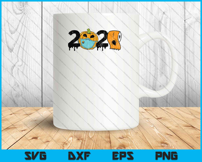 2020 Pompoen In Masker Toiletpapier Halloween Quarantaine SVG PNG Snijden afdrukbare bestanden 2020 Pompoen In Masker Toiletpapier Halloween Quarantaine SVG PNG Snijden afdrukbare bestanden