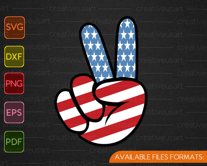 4th of July Peace Sign Hand Flag SVG PNG Cutting Printable Files 4th of July Peace Sign Hand Flag SVG PNG Cutting Printable Files