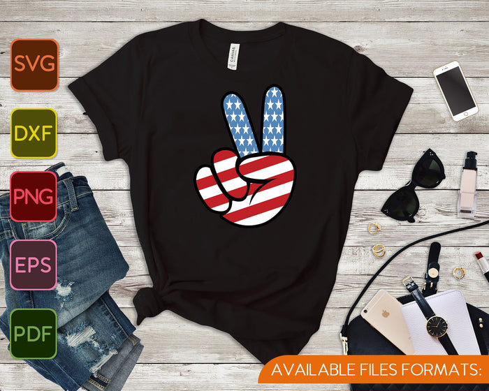 4th of July Peace Sign Hand Flag SVG PNG Cutting Printable Files 4th of July Peace Sign Hand Flag SVG PNG Cutting Printable Files