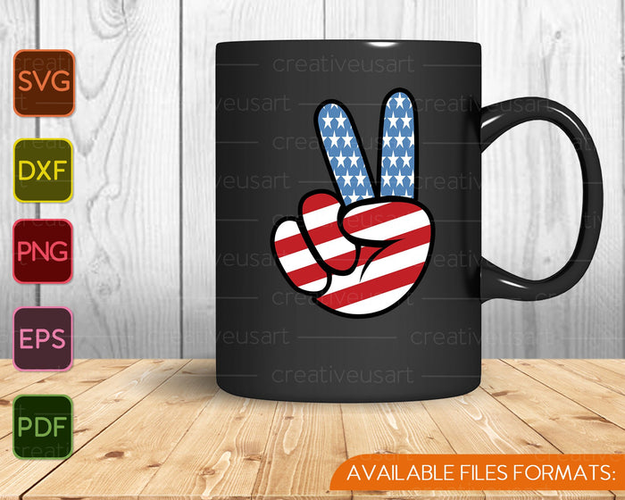 4th of July Peace Sign Hand Flag SVG PNG Cutting Printable Files 4th of July Peace Sign Hand Flag SVG PNG Cutting Printable Files