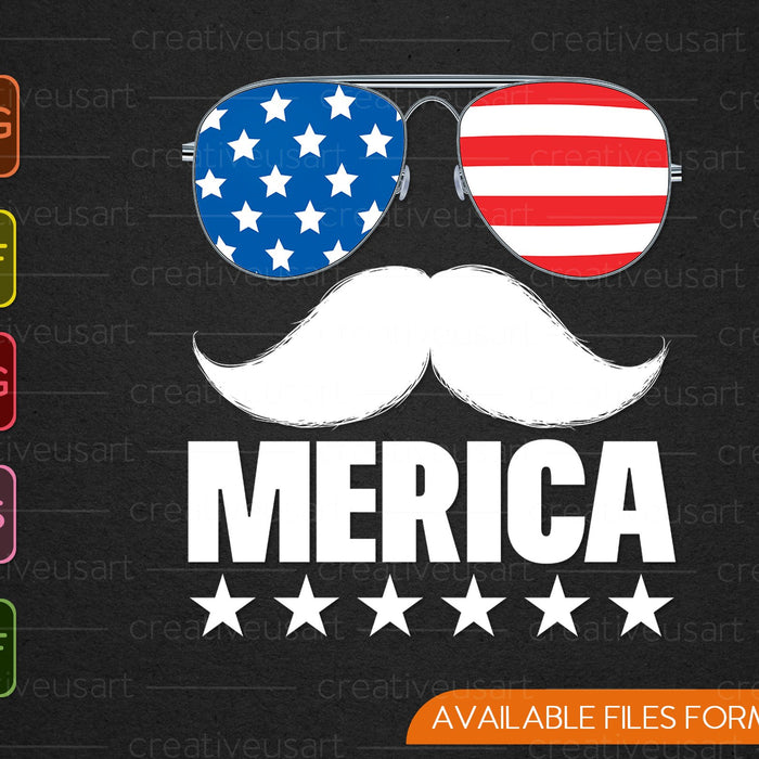 4th of July MERICA America Flag Mustache SVG PNG Cutting Printable Files 4th of July MERICA America Flag Mustache SVG PNG Cutting Printable Files