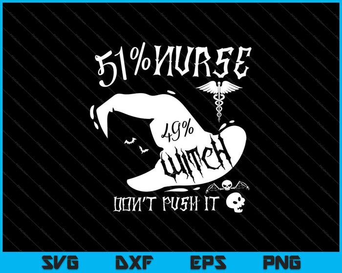 51% Enfermera 49% Bruja Divertido Halloween SVG PNG Cortar archivos imprimibles 51% Enfermera 49% Bruja Divertido Halloween SVG PNG Cortar archivos imprimibles