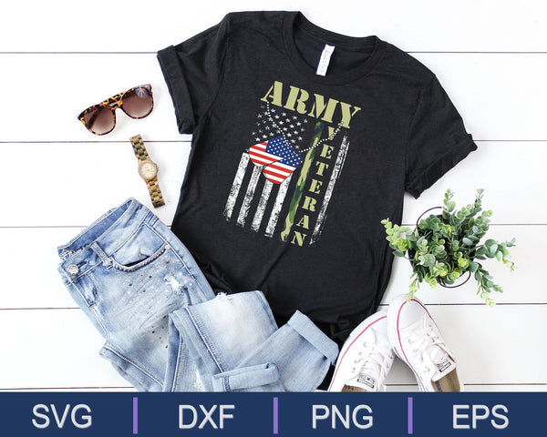 American Flag Camo Proud Us Army Veteran SVG PNG Cutting Printable Files