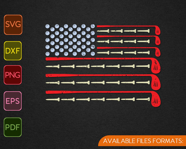 Golf American Flag Father's day gift SVG PNG Cutting Printable Files