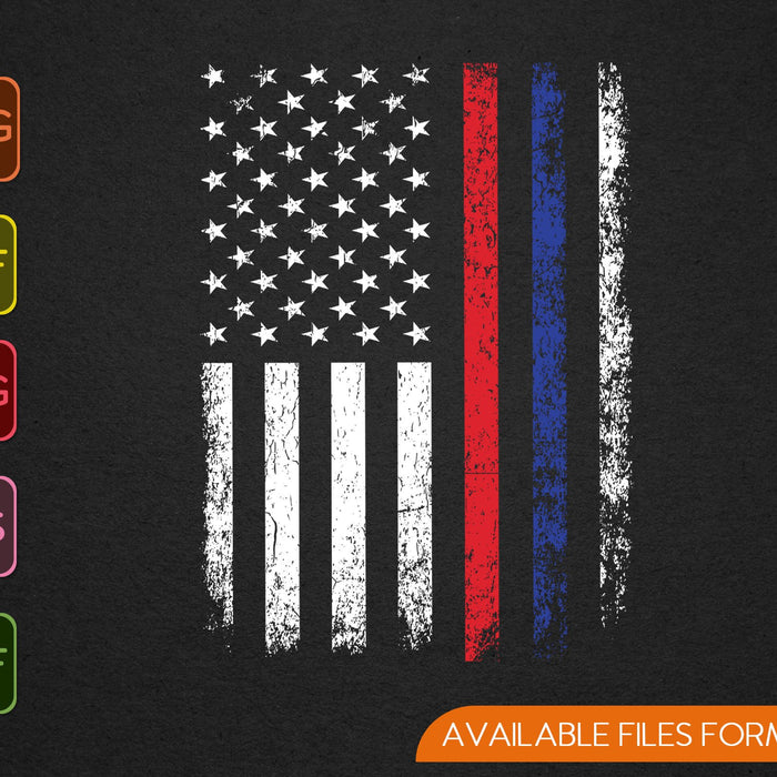 American Flag Red Blue Thin Line Apparel Firefighter Police SVG PNG Printable Files