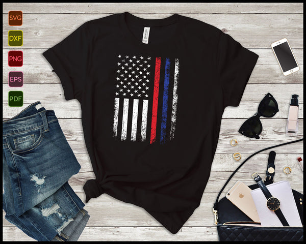 American Flag Red Blue Thin Line Apparel Firefighter Police SVG PNG Printable Files