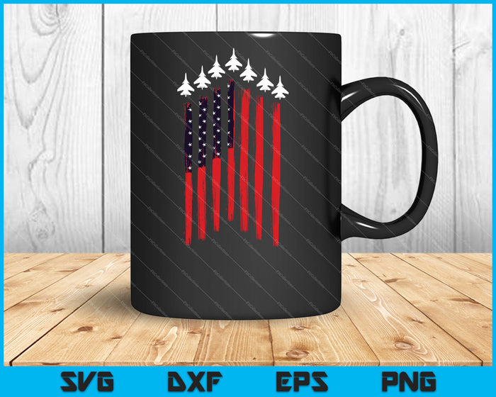 Amerikaanse vlag USA vliegtuig straaljager 4 juli patriottische SVG PNG snijden afdrukbare bestanden Amerikaanse vlag USA vliegtuig straaljager 4 juli patriottische SVG PNG snijden afdrukbare bestanden
