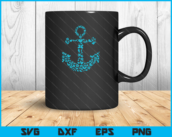 Anchor Floral Nautical SVG PNG Cutting Printable Files