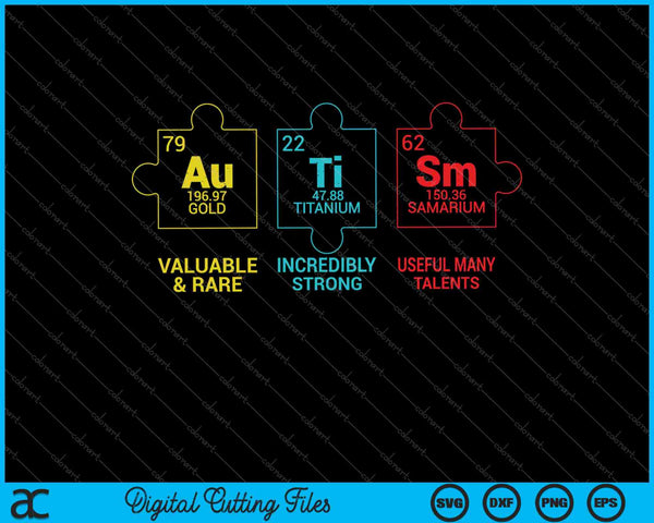 Autism Awareness Elements Periodic Table ASD SVG PNG Cutting Printable Files