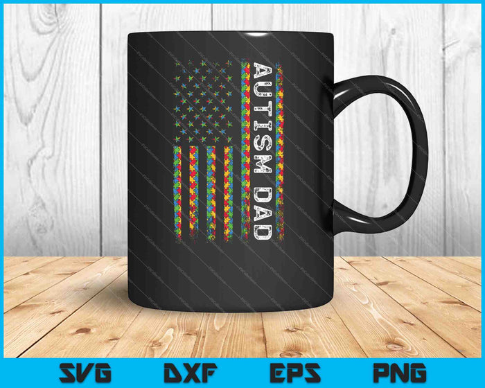 Autism Dad Awareness American Flag SVG PNG Cutting Printable Files Autism Dad Awareness American Flag SVG PNG Cutting Printable Files