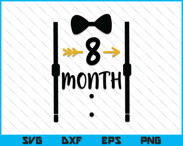 Bebé niños primer año ocho meses hito Tux y corbata SVG PNG cortando archivos imprimibles Bebé niños primer año ocho meses hito Tux y corbata SVG PNG cortando archivos imprimibles