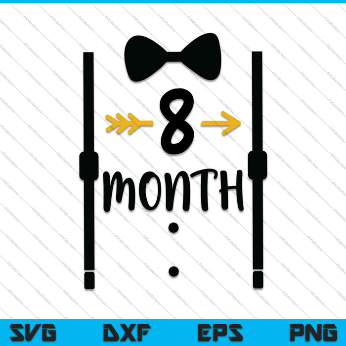 Bebé niños primer año ocho meses hito Tux y corbata SVG PNG cortando archivos imprimibles Bebé niños primer año ocho meses hito Tux y corbata SVG PNG cortando archivos imprimibles
