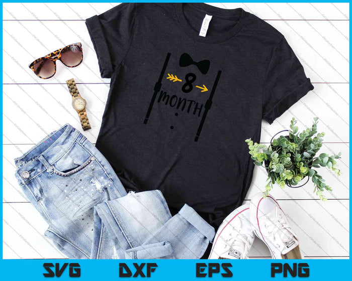 Bebé niños primer año ocho meses hito Tux y corbata SVG PNG cortando archivos imprimibles Bebé niños primer año ocho meses hito Tux y corbata SVG PNG cortando archivos imprimibles