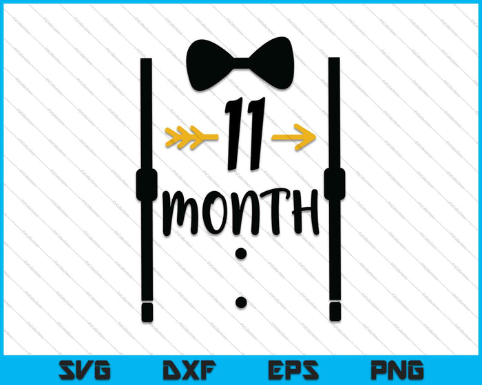 Bebé niños primer año undécimo mes hito Tux y corbata SVG PNG corte archivos imprimibles Bebé niños primer año undécimo mes hito Tux y corbata SVG PNG corte archivos imprimibles
