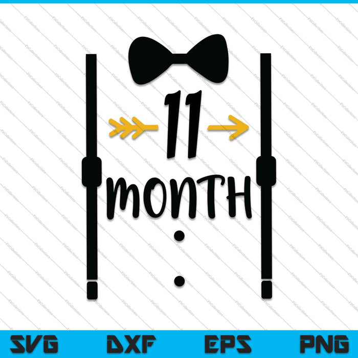 Bebé niños primer año undécimo mes hito Tux y corbata SVG PNG corte archivos imprimibles Bebé niños primer año undécimo mes hito Tux y corbata SVG PNG corte archivos imprimibles