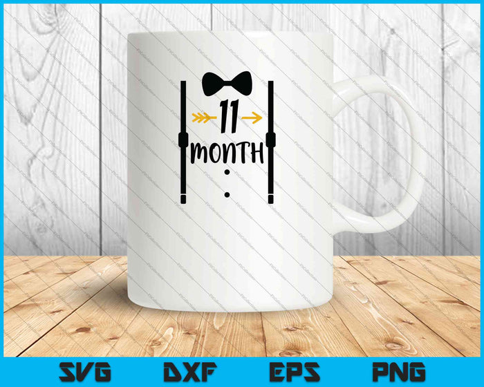 Bebé niños primer año undécimo mes hito Tux y corbata SVG PNG corte archivos imprimibles Bebé niños primer año undécimo mes hito Tux y corbata SVG PNG corte archivos imprimibles