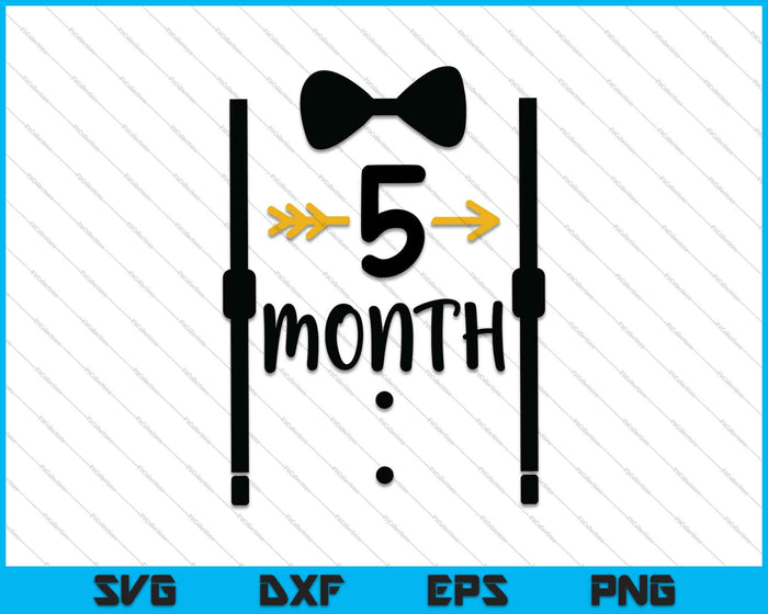Bebé niños primer año quinto mes hito Tux y corbata SVG PNG cortando archivos imprimibles Bebé niños primer año quinto mes hito Tux y corbata SVG PNG cortando archivos imprimibles