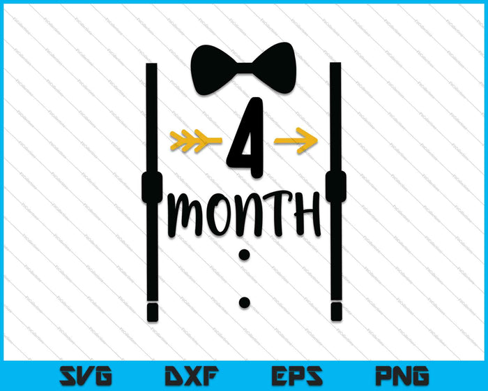 Bebé niños primer año cuarto mes hito Tux y corbata SVG PNG cortando archivos imprimibles Bebé niños primer año cuarto mes hito Tux y corbata SVG PNG cortando archivos imprimibles