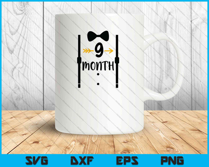Bebé niños primer año noveno mes hito Tux y corbata SVG PNG corte archivos imprimibles Bebé niños primer año noveno mes hito Tux y corbata SVG PNG corte archivos imprimibles