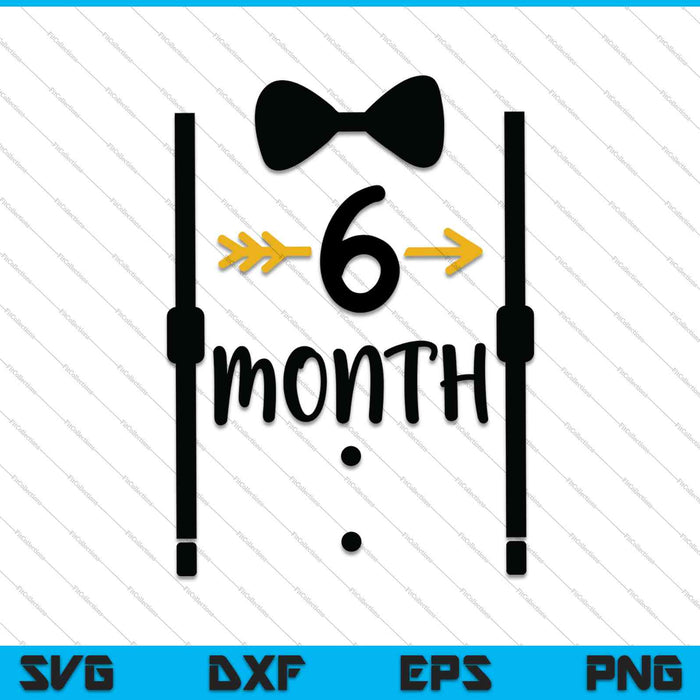 Bebé niños primer año sexto mes hito Tux y corbata SVG PNG corte archivos imprimibles Bebé niños primer año sexto mes hito Tux y corbata SVG PNG corte archivos imprimibles