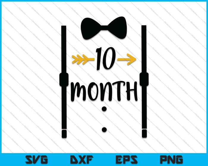 Bebé niños primer año décimo mes hito Tux y corbata SVG PNG corte archivos imprimibles Bebé niños primer año décimo mes hito Tux y corbata SVG PNG corte archivos imprimibles