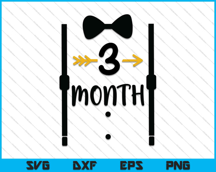 Bebé niños primer año tercer mes hito Tux y corbata SVG PNG cortando archivos imprimibles Bebé niños primer año tercer mes hito Tux y corbata SVG PNG cortando archivos imprimibles