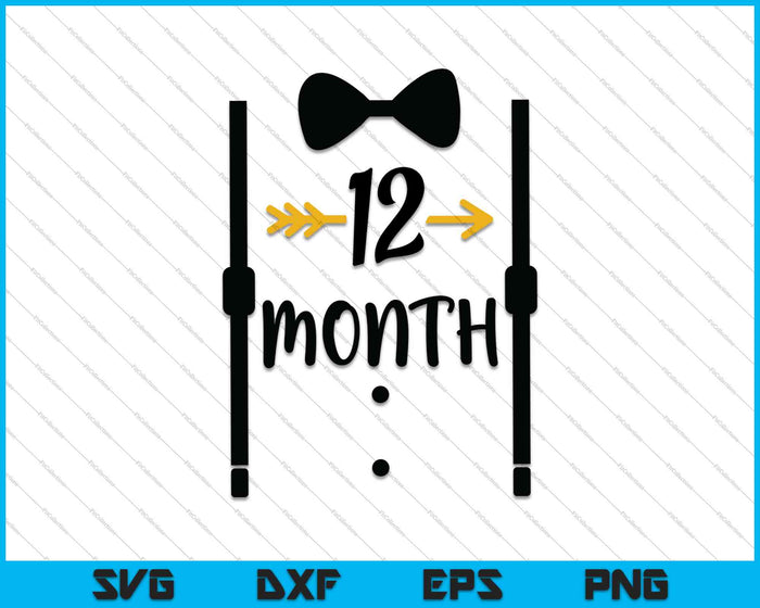 Bebé niños primer año duodécimo mes hito Tux y corbata SVG PNG corte archivos imprimibles Bebé niños primer año duodécimo mes hito Tux y corbata SVG PNG corte archivos imprimibles