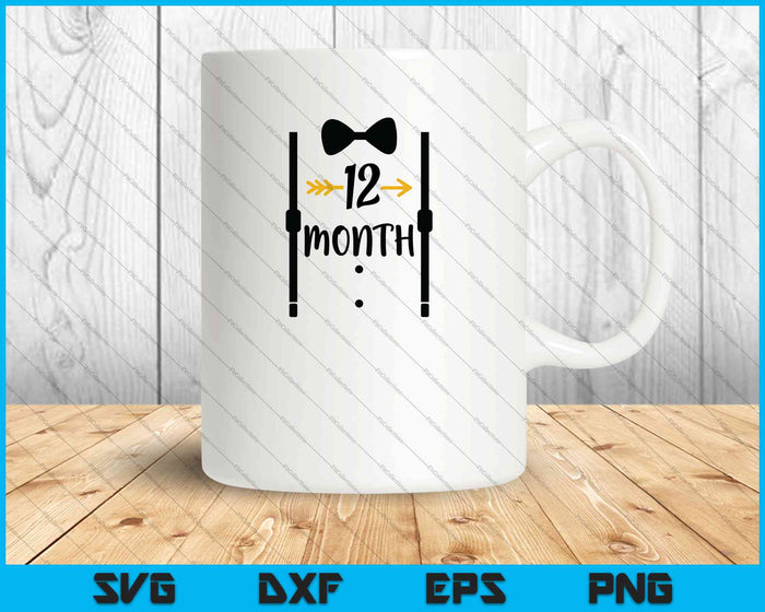 Bebé niños primer año duodécimo mes hito Tux y corbata SVG PNG corte archivos imprimibles Bebé niños primer año duodécimo mes hito Tux y corbata SVG PNG corte archivos imprimibles