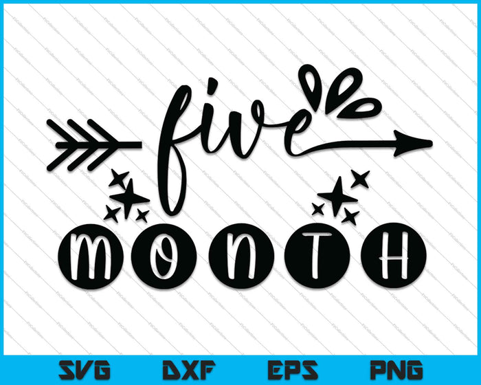 Bebé niñas primer año quinto mes hito SVG PNG corte archivos imprimibles Bebé niñas primer año quinto mes hito SVG PNG corte archivos imprimibles
