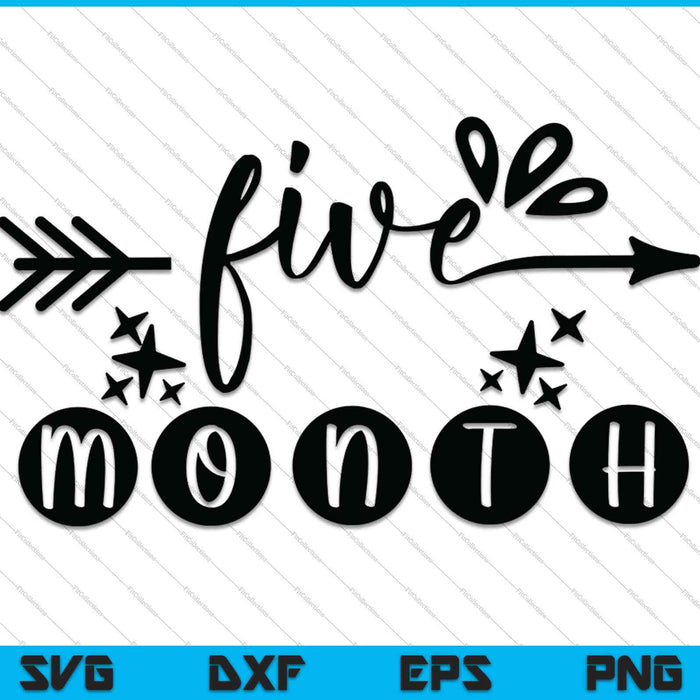 Bebé niñas primer año quinto mes hito SVG PNG corte archivos imprimibles Bebé niñas primer año quinto mes hito SVG PNG corte archivos imprimibles