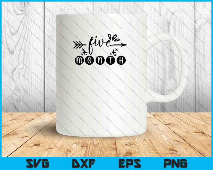 Bebé niñas primer año quinto mes hito SVG PNG corte archivos imprimibles Bebé niñas primer año quinto mes hito SVG PNG corte archivos imprimibles