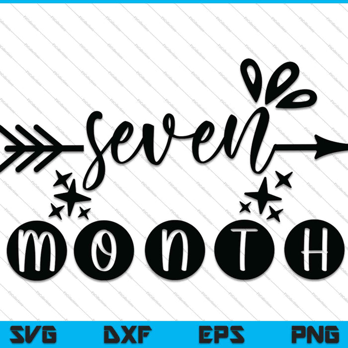 Bebé niñas primer año séptimo mes hito SVG PNG corte archivos imprimibles Bebé niñas primer año séptimo mes hito SVG PNG corte archivos imprimibles
