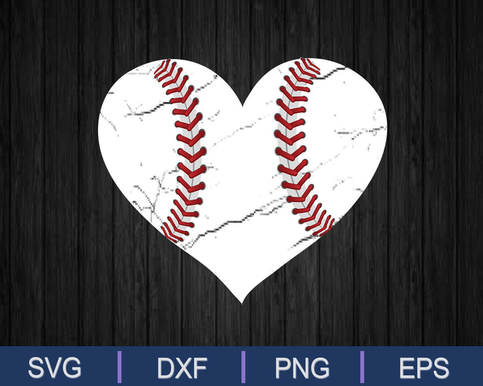 Corazón de béisbol SVG PNG cortando archivos imprimibles Corazón de béisbol SVG PNG cortando archivos imprimibles