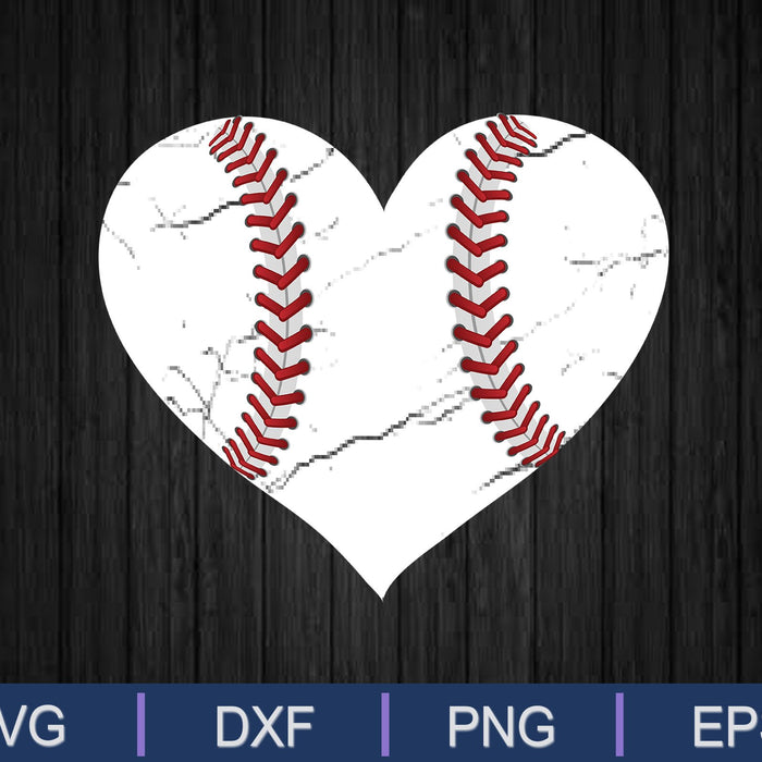Corazón de béisbol SVG PNG cortando archivos imprimibles Corazón de béisbol SVG PNG cortando archivos imprimibles