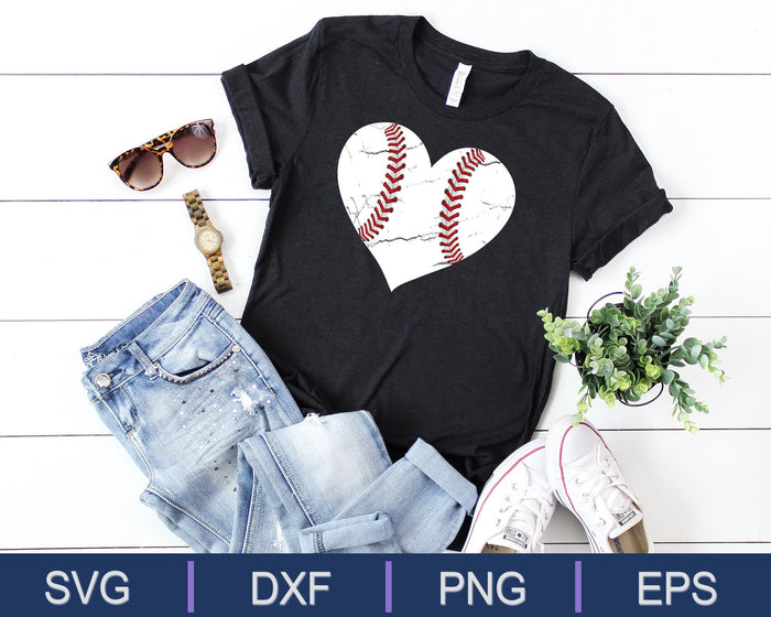 Corazón de béisbol SVG PNG cortando archivos imprimibles Corazón de béisbol SVG PNG cortando archivos imprimibles