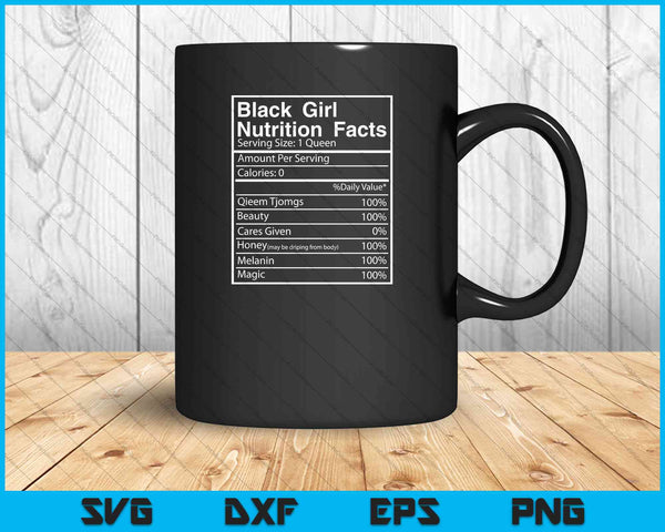 Black Girl Nutrition Facts SVG PNG Cutting Printable Files