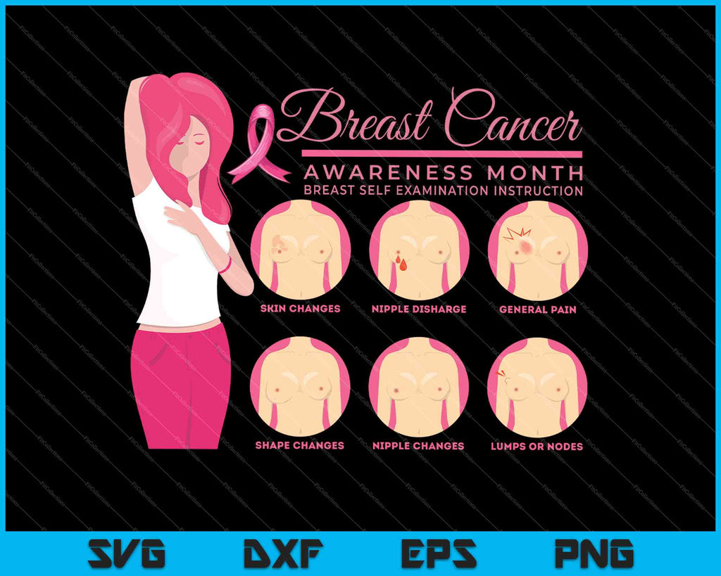 Breast Cancer Awareness, Self-Exam Instructions SVG PNG Files – creativeusarts