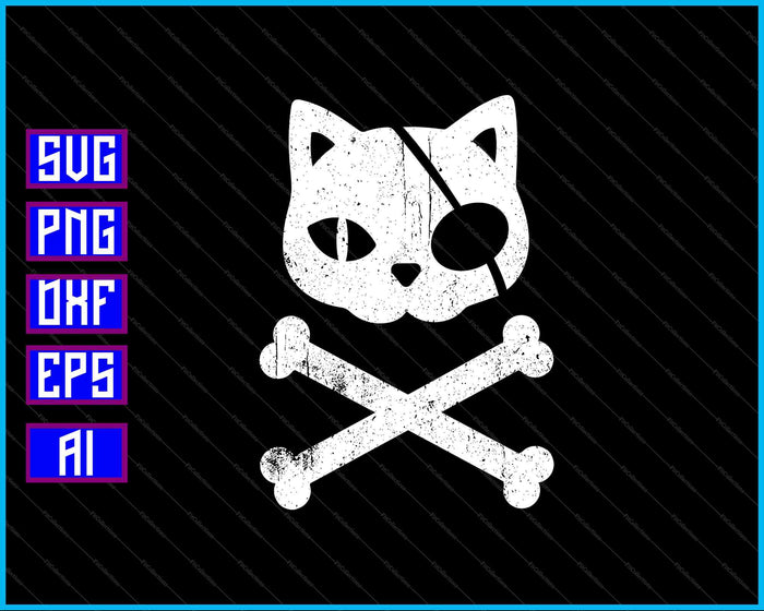 Cat Kitten Halloween Skull Cross Bones SVG PNG Cutting Printable Files Cat Kitten Halloween Skull Cross Bones SVG PNG Cutting Printable Files