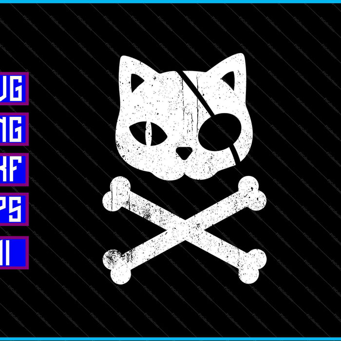 Cat Kitten Halloween Skull Cross Bones SVG PNG Cutting Printable Files Cat Kitten Halloween Skull Cross Bones SVG PNG Cutting Printable Files
