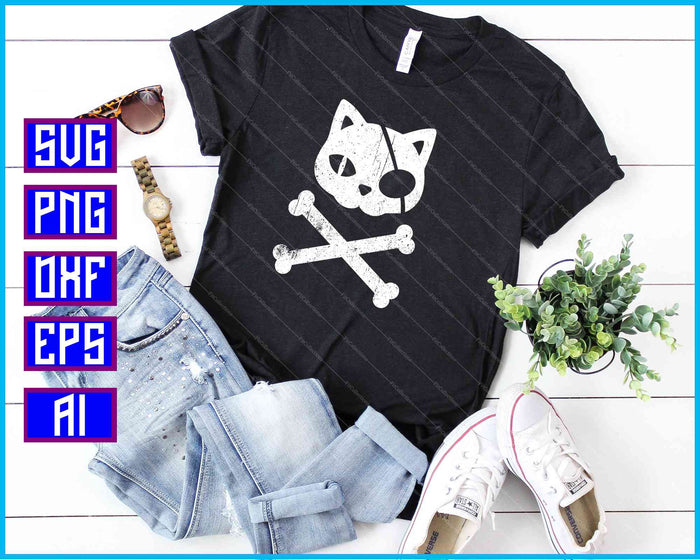 Cat Kitten Halloween Skull Cross Bones SVG PNG Cutting Printable Files Cat Kitten Halloween Skull Cross Bones SVG PNG Cutting Printable Files