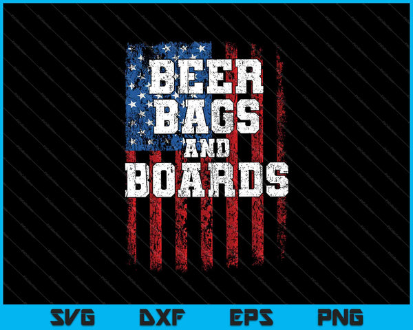 Cornhole Beer Bags and Boards USA Flag SVG PNG Cutting Printable Files