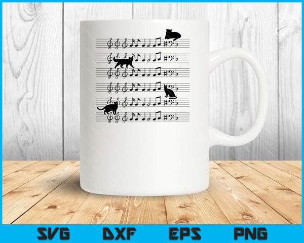Cute Cat Kitty Playing Music Note Clef Musician Art Svg Cutting Printable Files