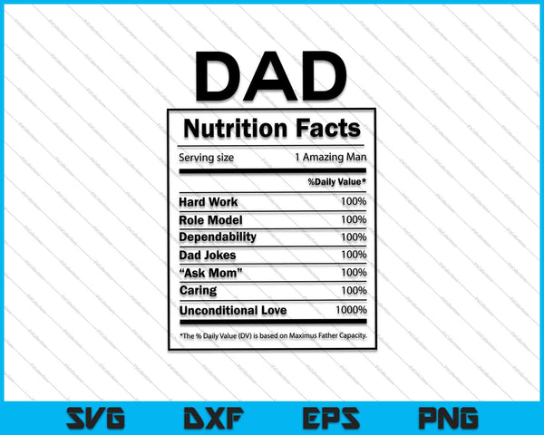 Dad Nutritional Facts SVG PNG Cutting Printable Files